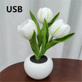 LED Tulip Night Light Can Be Plugged In Or On The Battery Bedroom Room Dormitory Bedside Ambient Light White / Pink Sleep Light