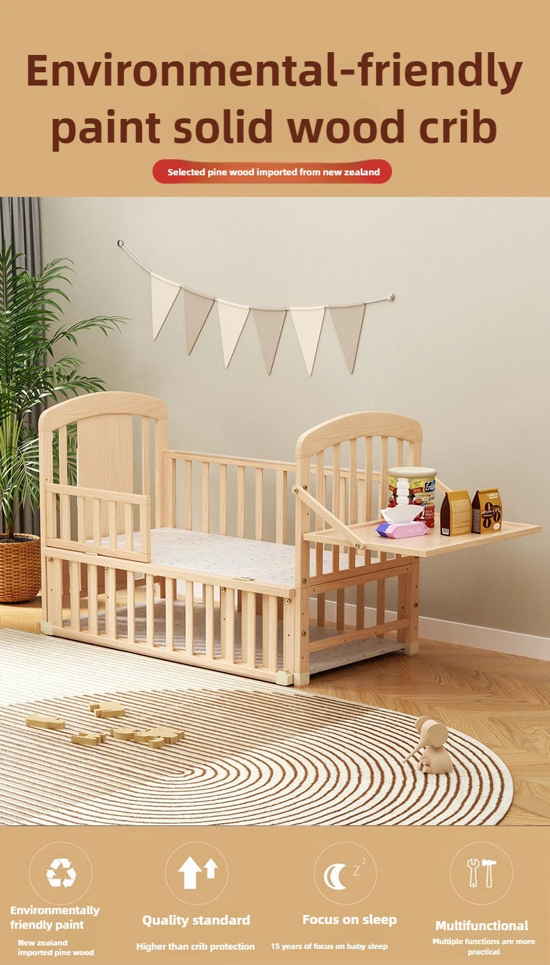 Cuna Mecedora de Madera Maciza | Multifuncional con Ruedas y Mosquitera