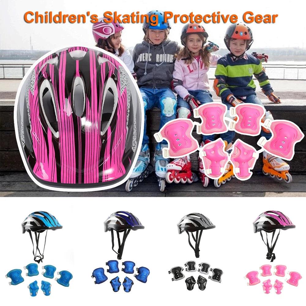 Kids' Skating Protective Gear Set | Helmet + Knee Pads + Elbow Pads | Ages 3-12