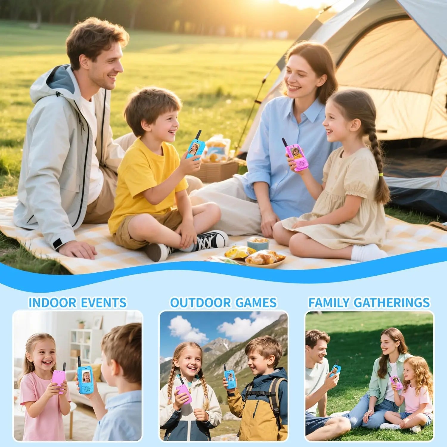 Kids Video Walkie Talkies 2 Pack, Rechargeable Intercom Walkie-talkie with Cute 2-Inch Screen, One-Click Call, Child Video Intercom