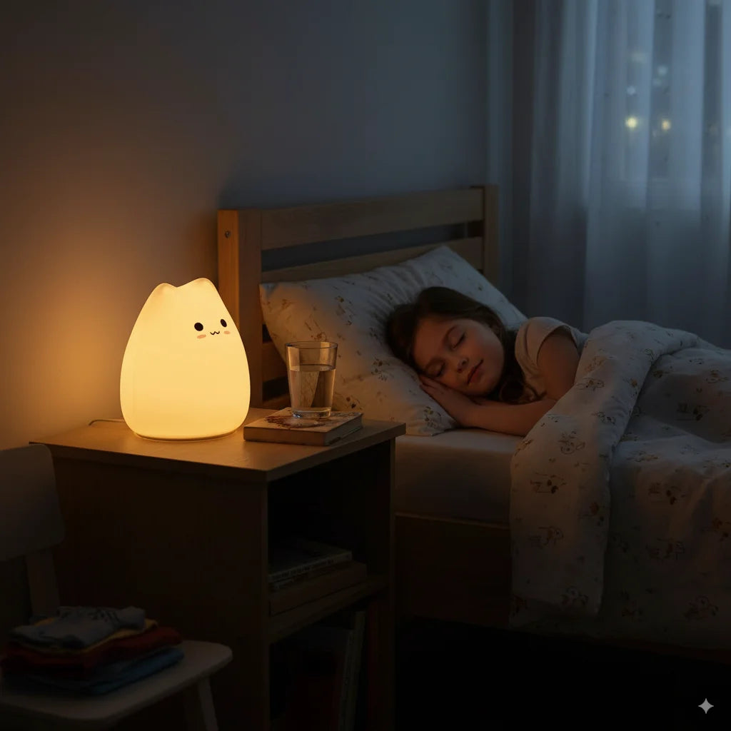Kawaii Silicone Cat Lamp | TYPE Night Light 7 Colors | Touch Sensor & Soft Touch | Special for Babies Madrid 2026