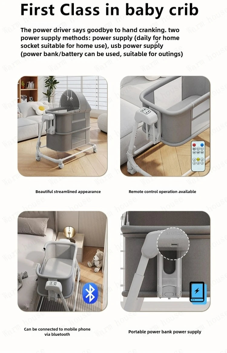Multifunctional Foldable Baby Crib | Luxury Bassinet with Wheels