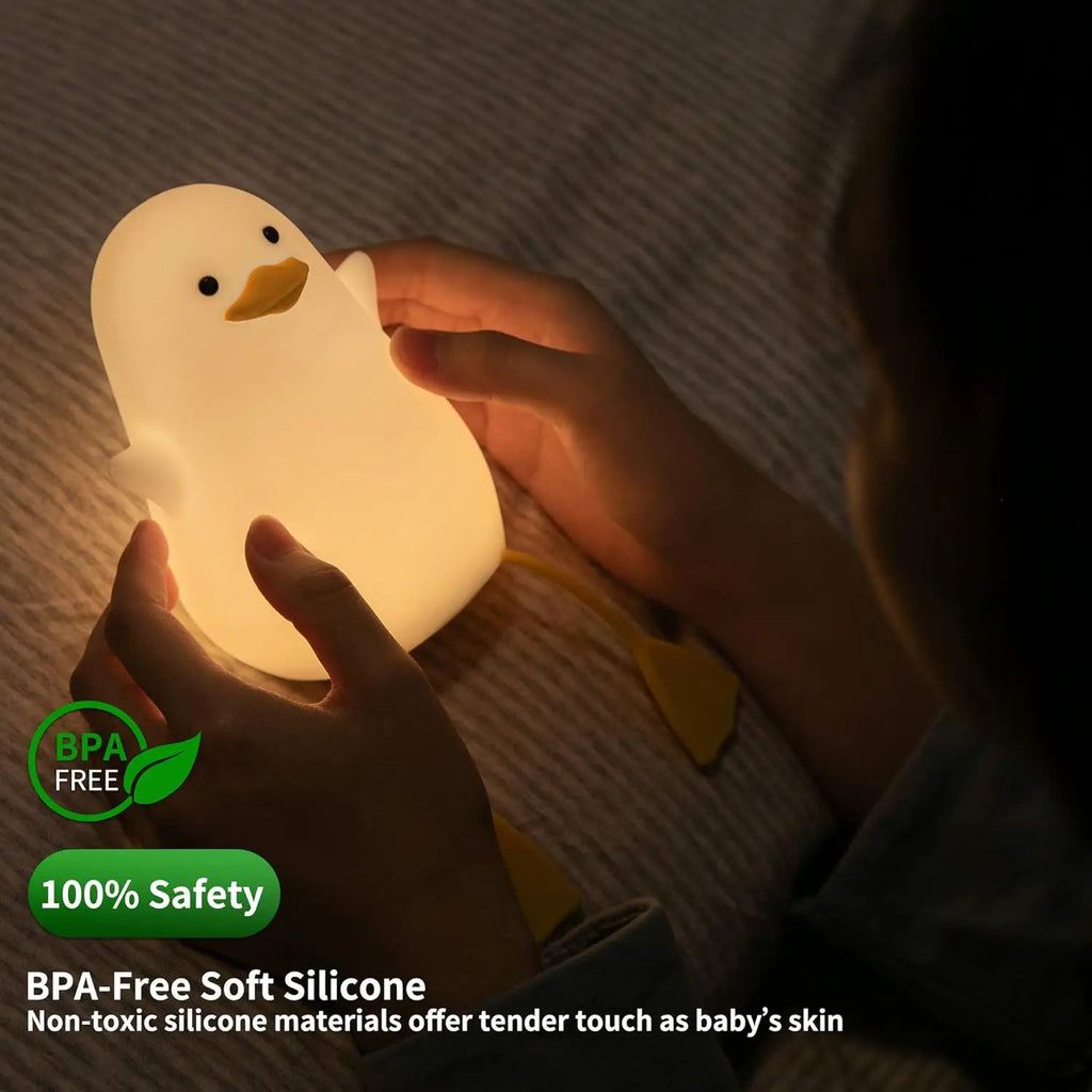 Duck Night Light LED Squishy Duck Lamp Dimmable Nursery Nightlight Rechargeable Bedside Touch Lamp for Breastfeeding Room Decor