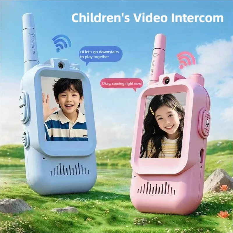 Kids Video Walkie Talkies 2 Pack, Rechargeable Intercom Walkie-talkie with Cute 2-Inch Screen, One-Click Call, Child Video Intercom