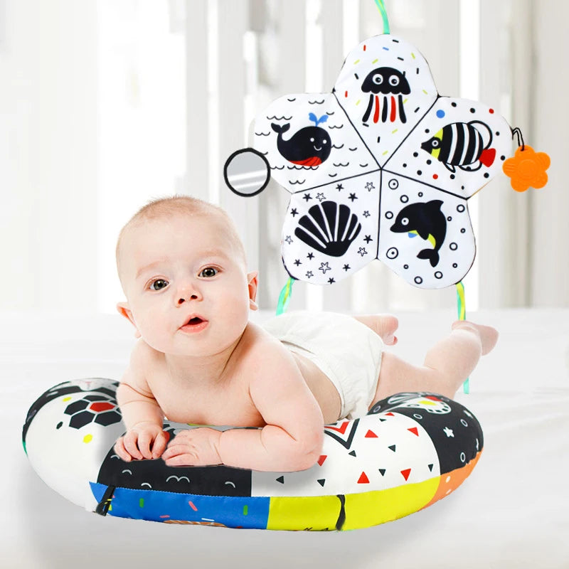 Almohada Tummy Time | Estimula la Visión de tu Bebé desde el Día 1 | Alto Contraste