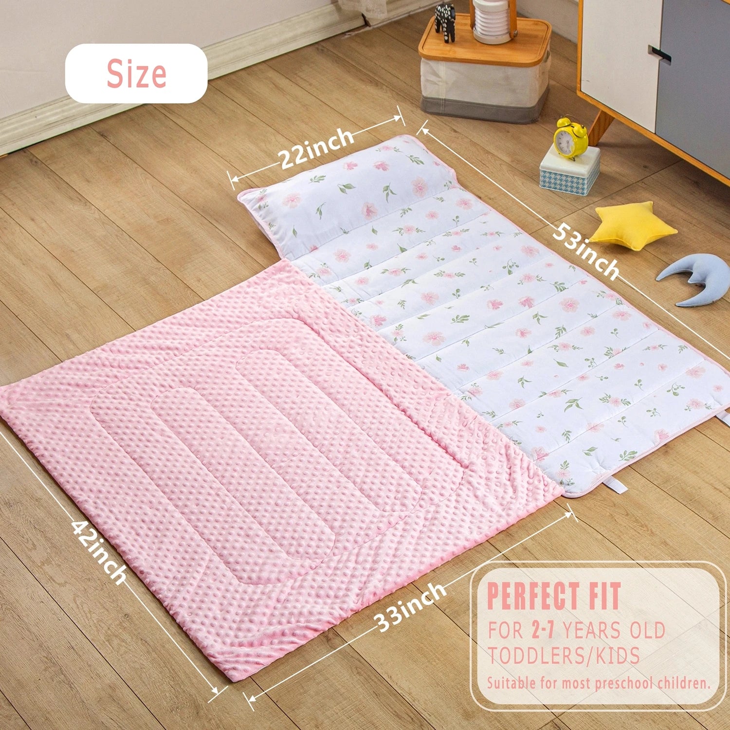 Nap Mat for Toddlers with Pillow and Blanket | Daycare and Travel