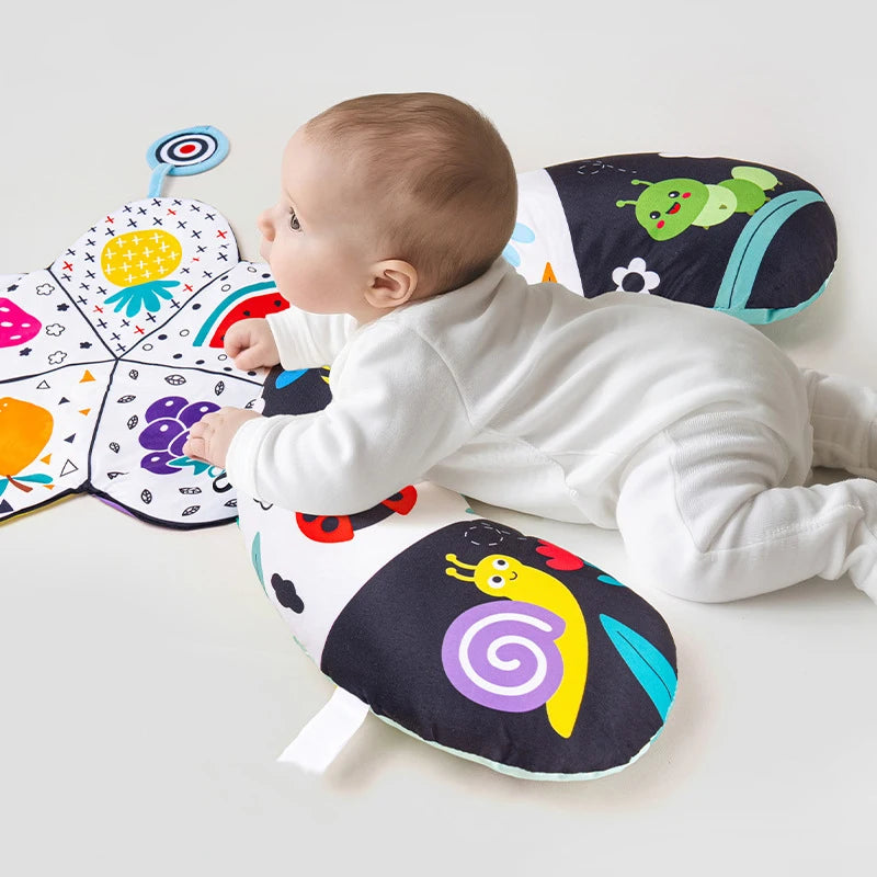 Almohada Tummy Time | Estimula la Visión de tu Bebé desde el Día 1 | Alto Contraste