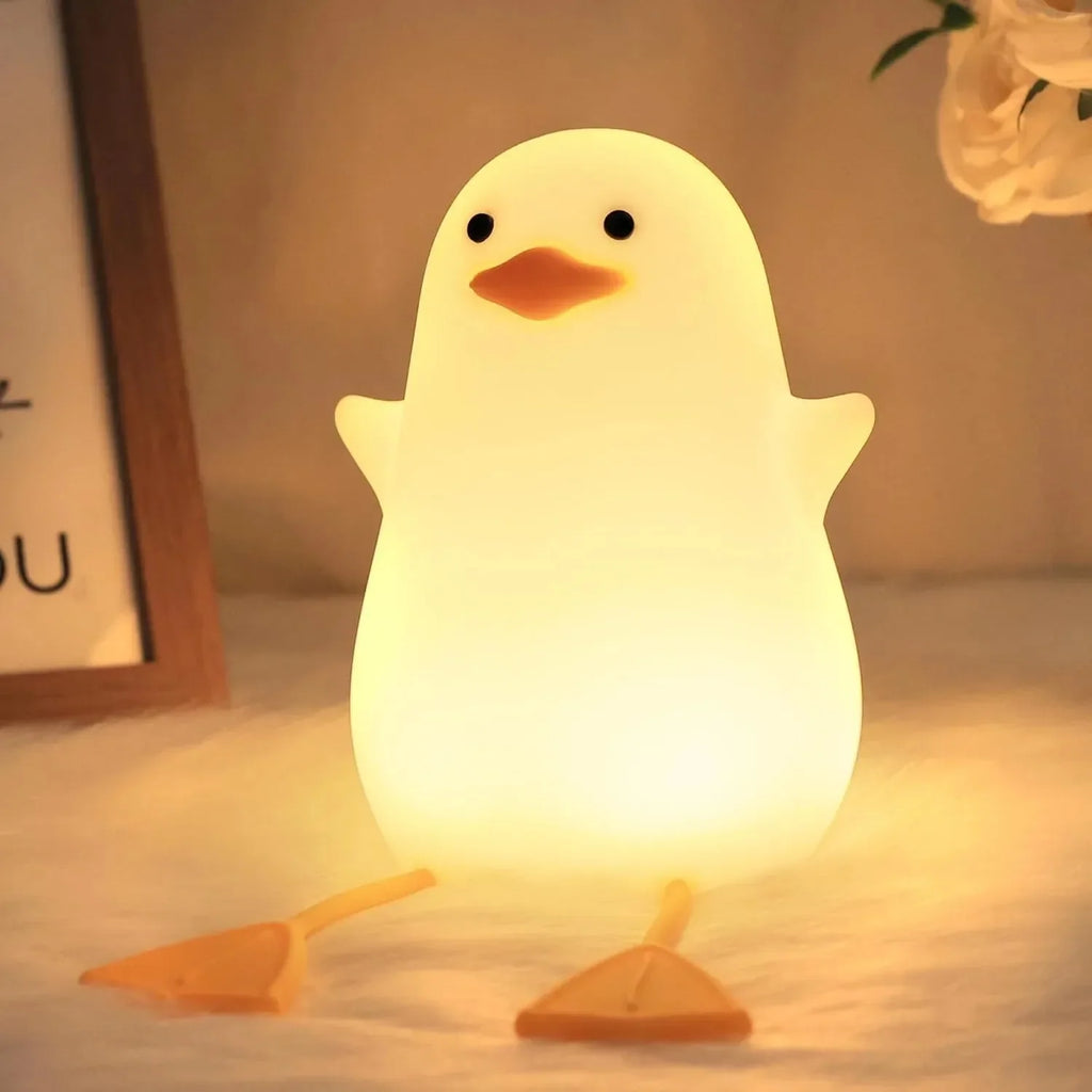 Duck Night Light LED Squishy Duck Lamp Dimmable Nursery Nightlight Rechargeable Bedside Touch Lamp for Breastfeeding Room Decor