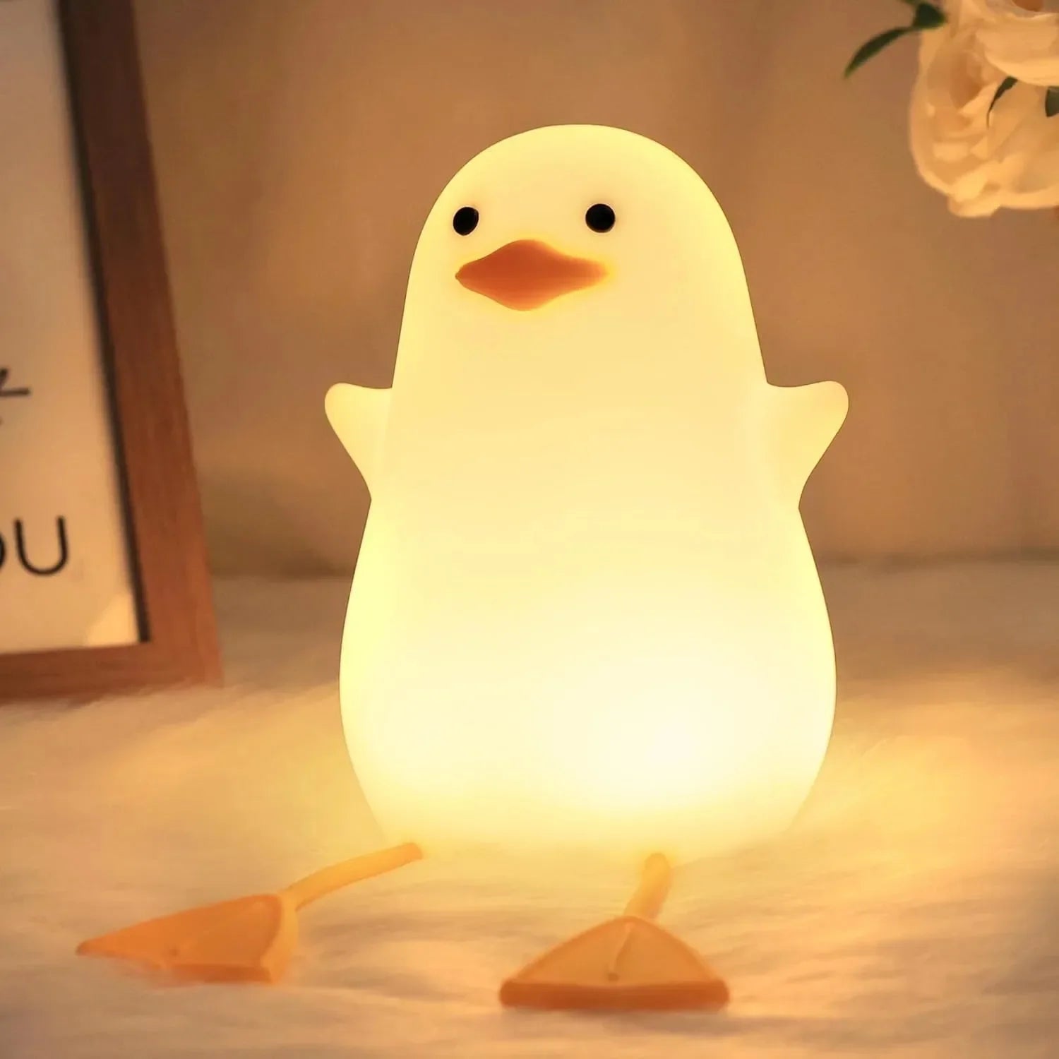 Duck Night Light LED Squishy Duck Lamp Dimmable Nursery Nightlight Rechargeable Bedside Touch Lamp for Breastfeeding Room Decor