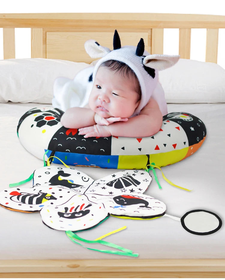 Almohada Tummy Time | Estimula la Visión de tu Bebé desde el Día 1 | Alto Contraste