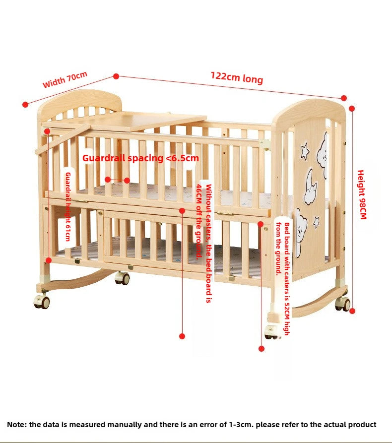 Cuna Mecedora de Madera Maciza | Multifuncional con Ruedas y Mosquitera