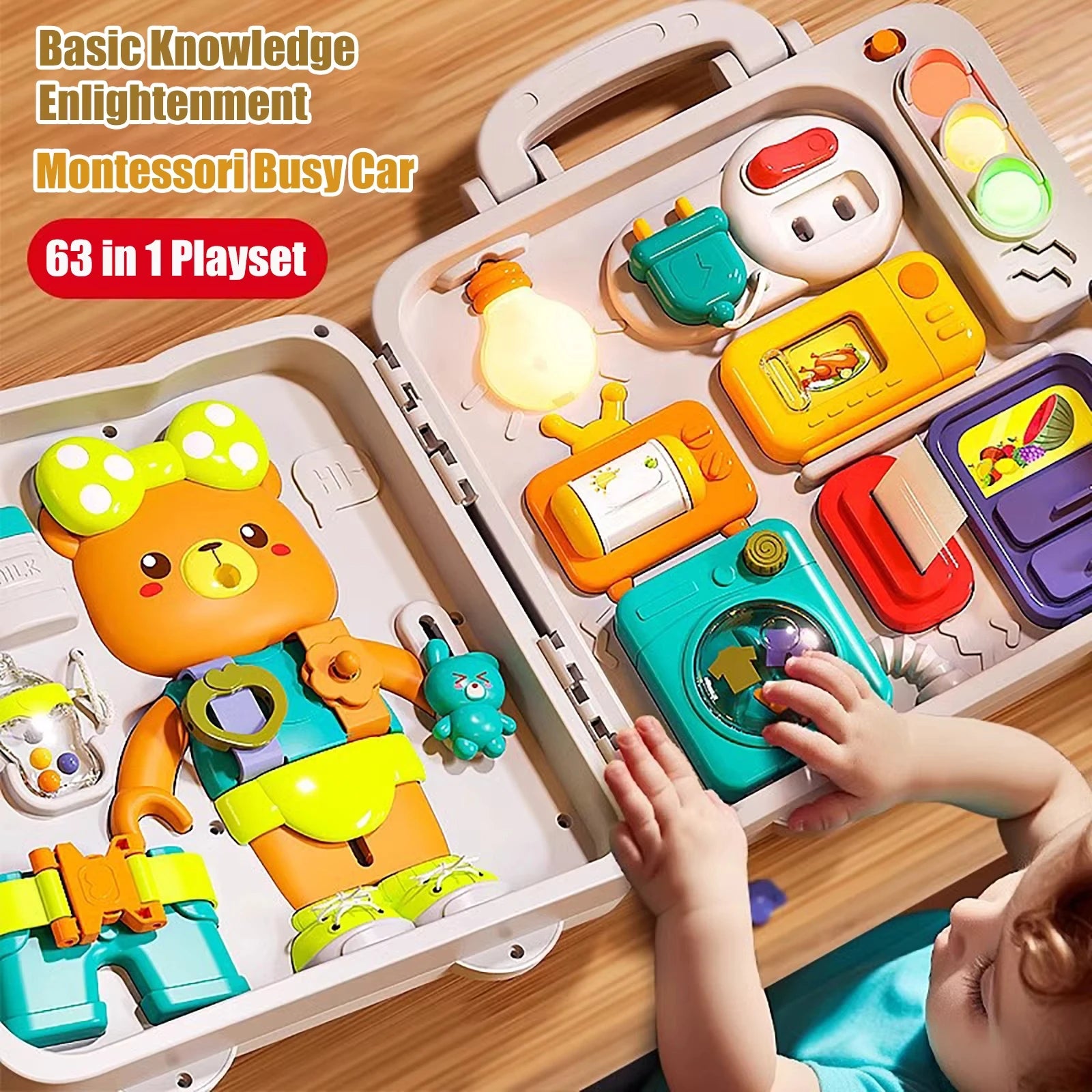 Tablero Sensorial Montessori 63 en 1 | Juguete Educativo para Bebés y Niños