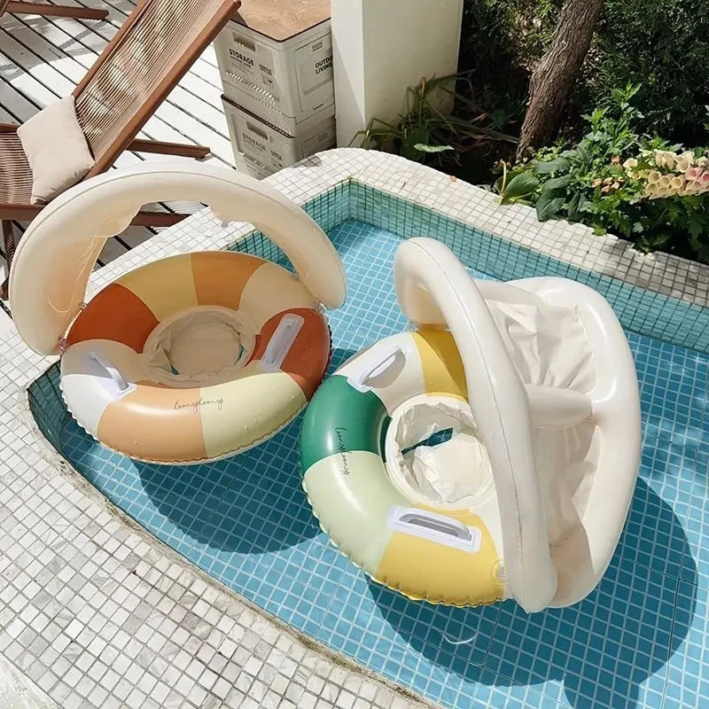 Flotador Inflable para Bebé con Sombrilla | Anillo de Piscina Seguro | 3-36 Meses