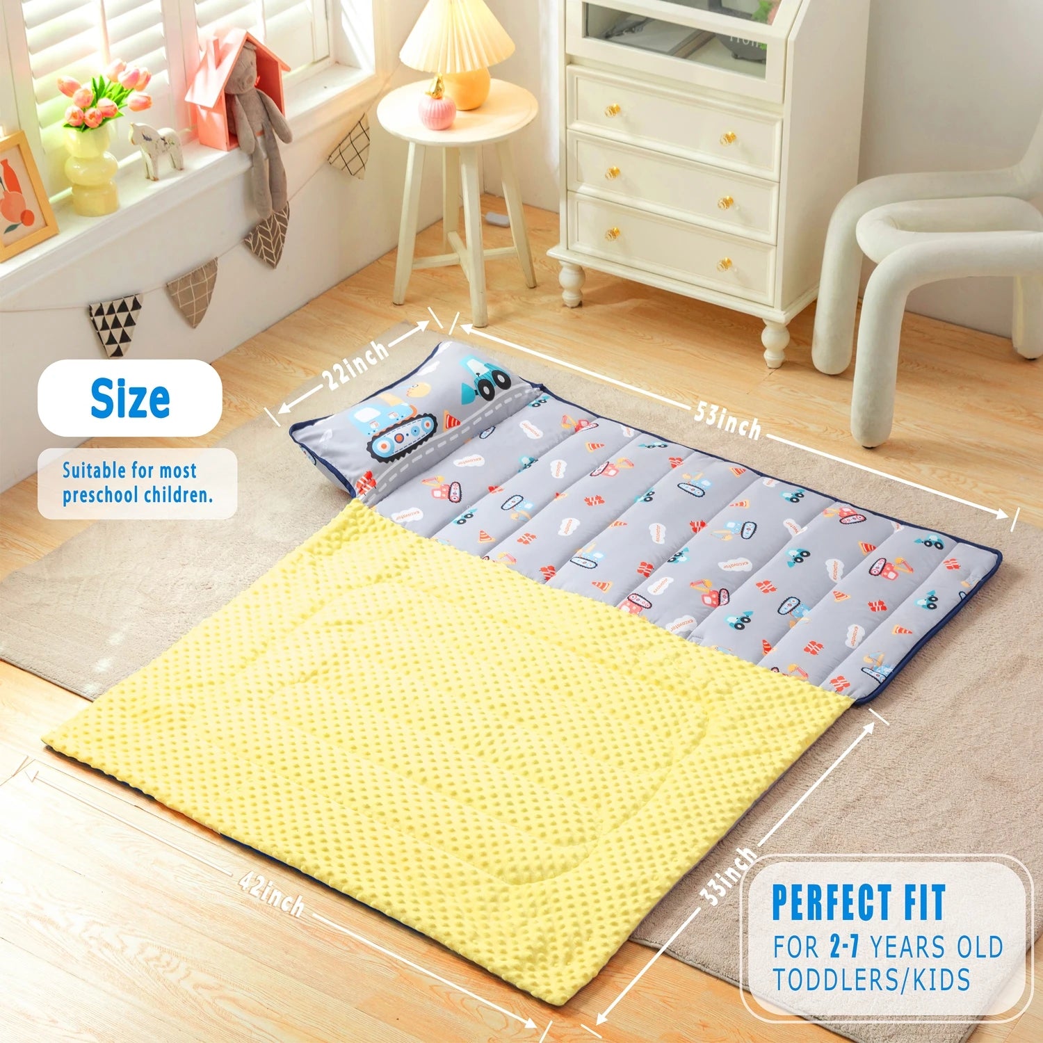 Baby Nap Mat | Daycare Sleeping Bag with Fleece Blanket