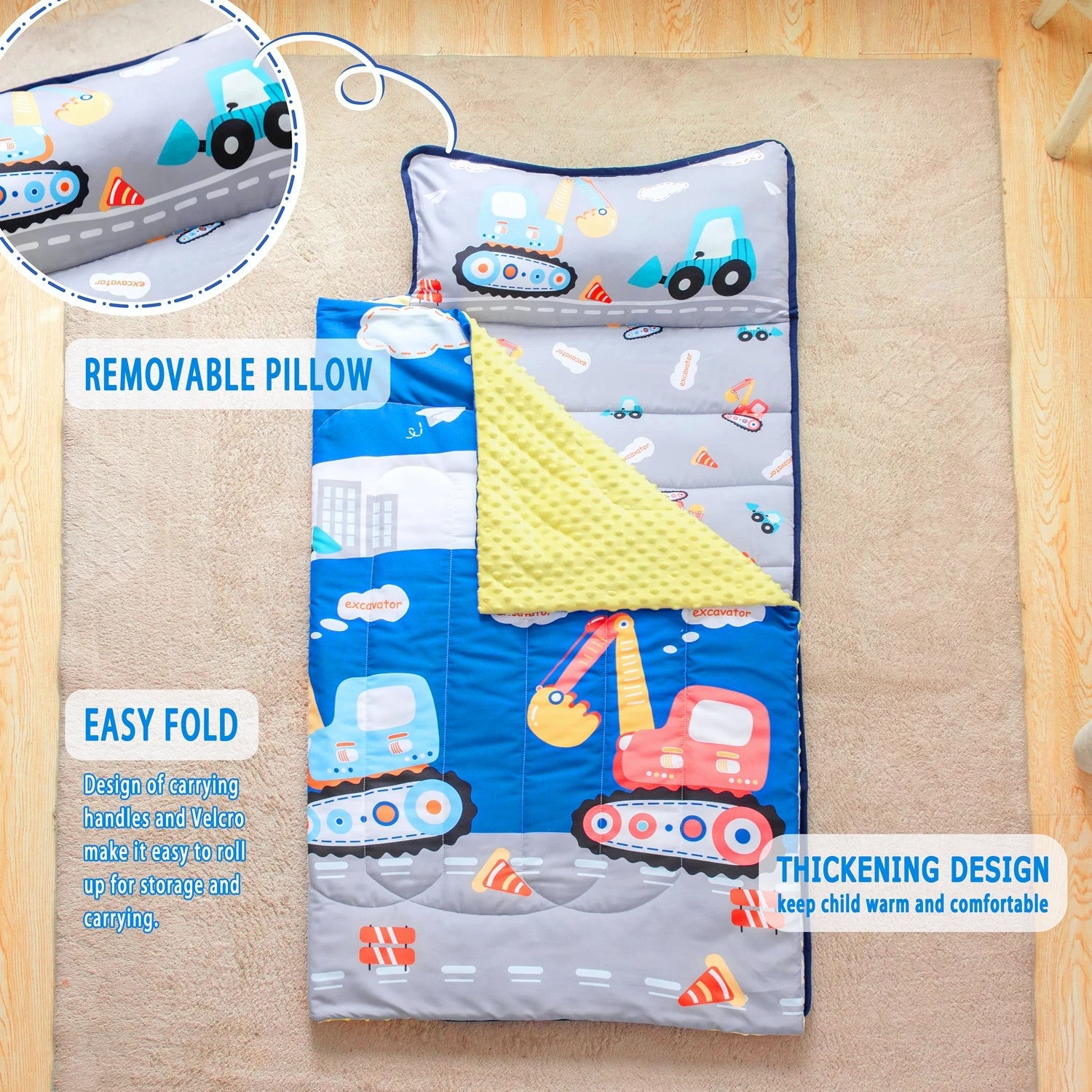 Baby Nap Mat | Daycare Sleeping Bag with Fleece Blanket