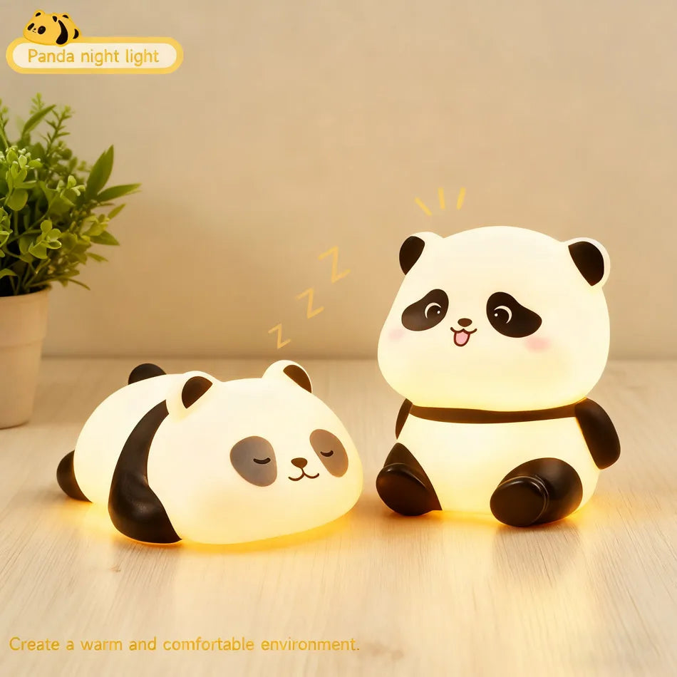 2025 New Panda LED Night Light Living Room Cute Panda Plastic Lamp Bedside Decor Creative Kids Night Light Birthday Gift