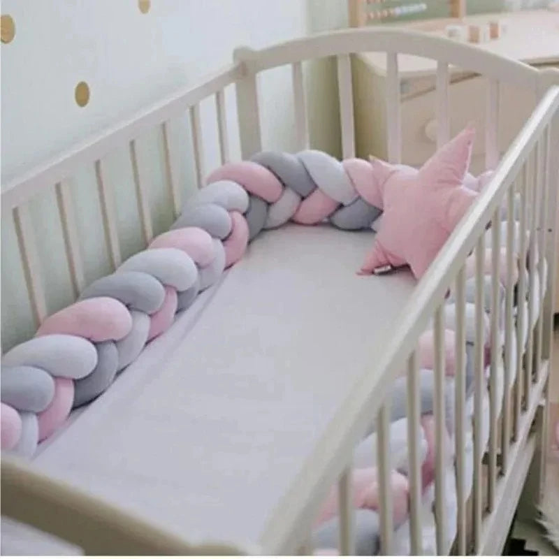 Protector de Cuna Bebé | Cojín Nudo Trenzado | 1M-4M | Parachoques Seguro