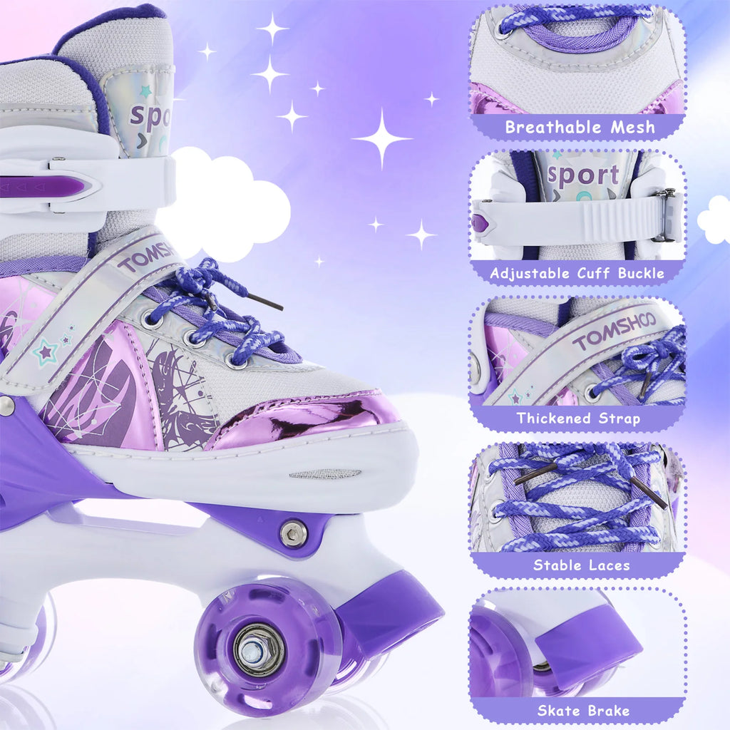 Patines Parpadeantes 4 Ruedas para Niños | Talla Ajustable | Ruedas con Luz LED