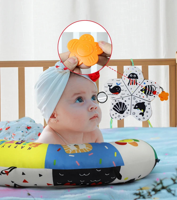 Almohada Tummy Time | Estimula la Visión de tu Bebé desde el Día 1 | Alto Contraste