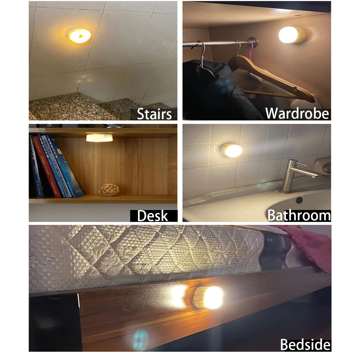 LED Headboard Lamp, Small Battery Night Light, 3 Eye-Caring Modes for Kitchen Cabinet, Closet Lamp, Staircase, Wardrobe Light