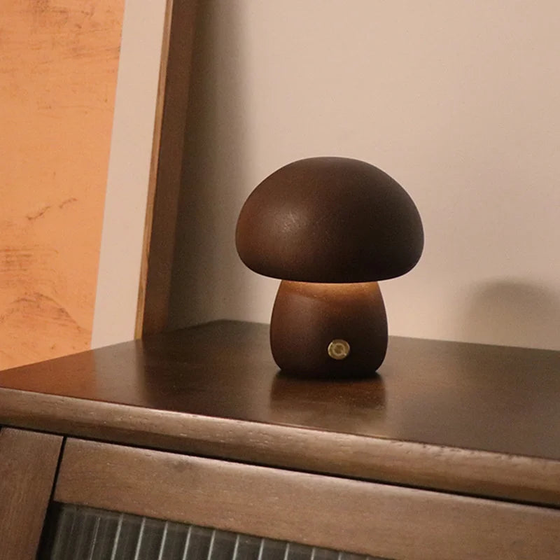 Wooden Mushroom Lamp INS | Touch Night Light Type | Nordic Children's & Babies' Decor | Relax Natural Madrid - International Shipping