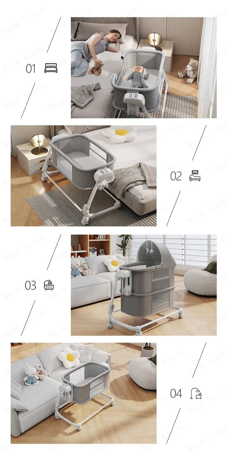 Multifunctional Foldable Baby Crib | Luxury Bassinet with Wheels