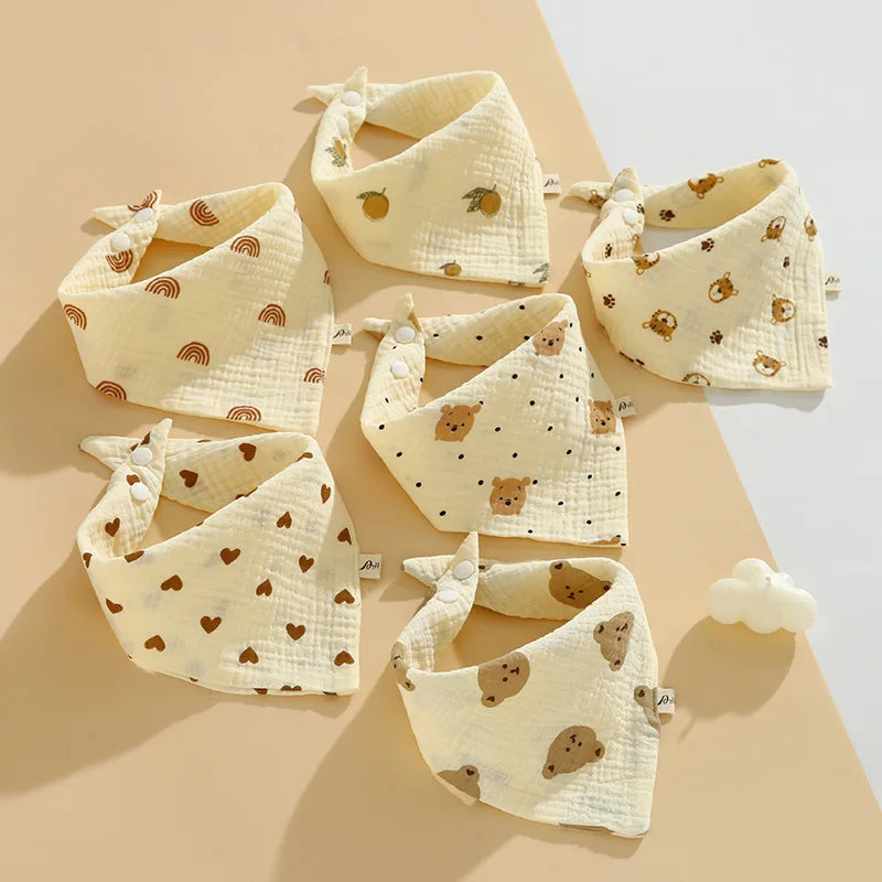 Muslin Baby Bibs | Pack of 6 pcs. Soft Anti-Spit Cotton
