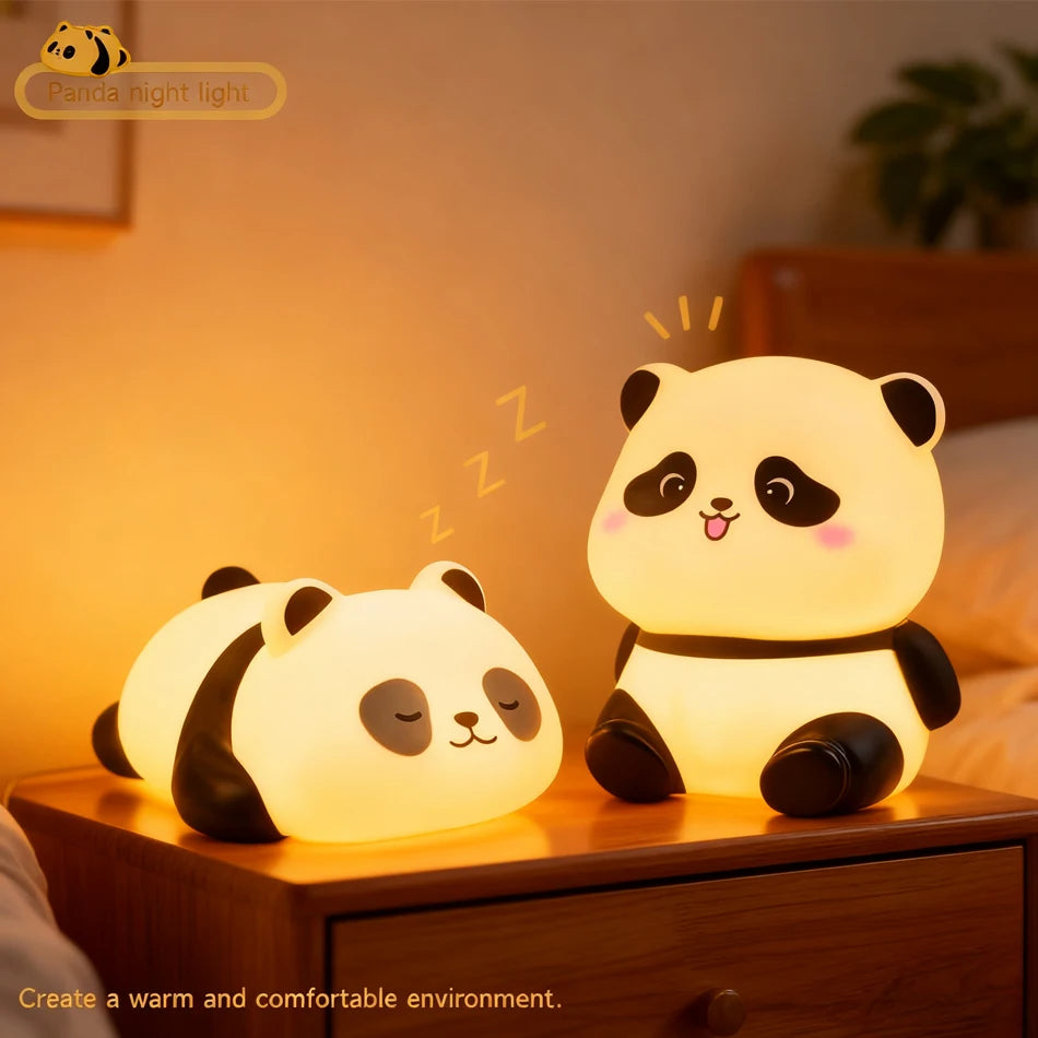 2025 New Panda LED Night Light Living Room Cute Panda Plastic Lamp Bedside Decor Creative Kids Night Light Birthday Gift