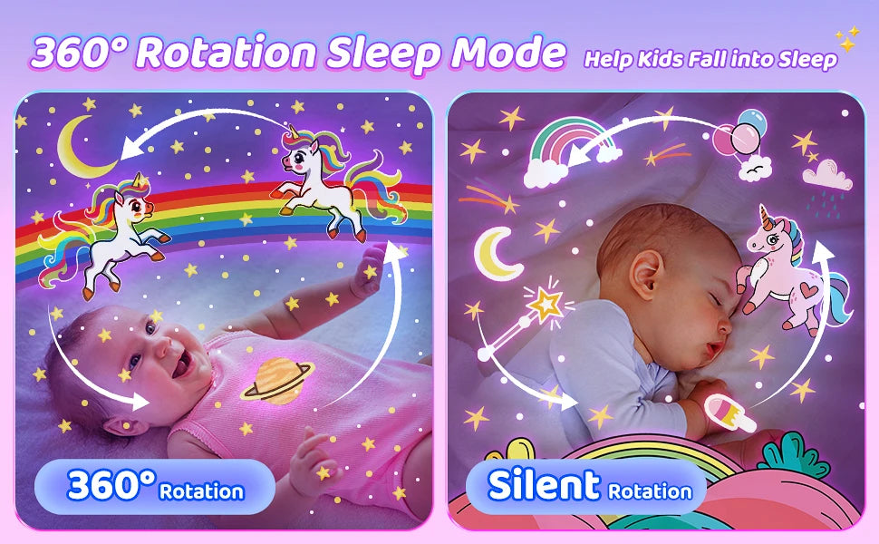 Projector Night Light with Speaker for Kids Room Decor, 12 Films, Kawaii Ocean Projection Nightlights for Baby Bedroom Gifts