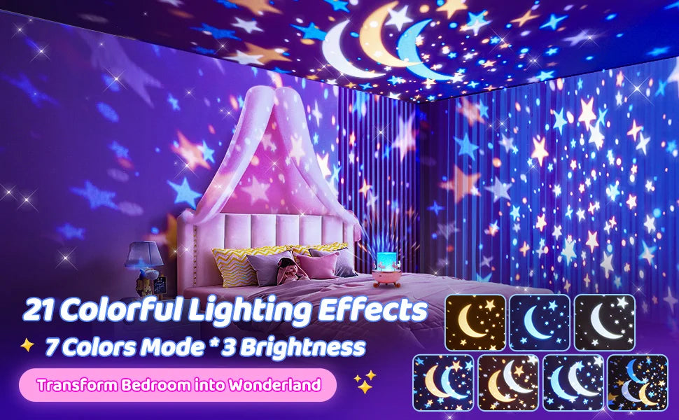 Projector Night Light with Speaker for Kids Room Decor, 12 Films, Kawaii Ocean Projection Nightlights for Baby Bedroom Gifts