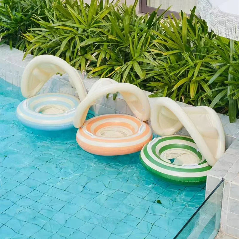 Flotador Inflable para Bebé con Sombrilla | Anillo de Piscina Seguro | 3-36 Meses