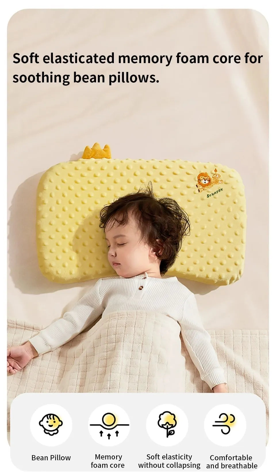 Almohada Viscoelástica para Bebé | Algodón Suave 0-6 Años