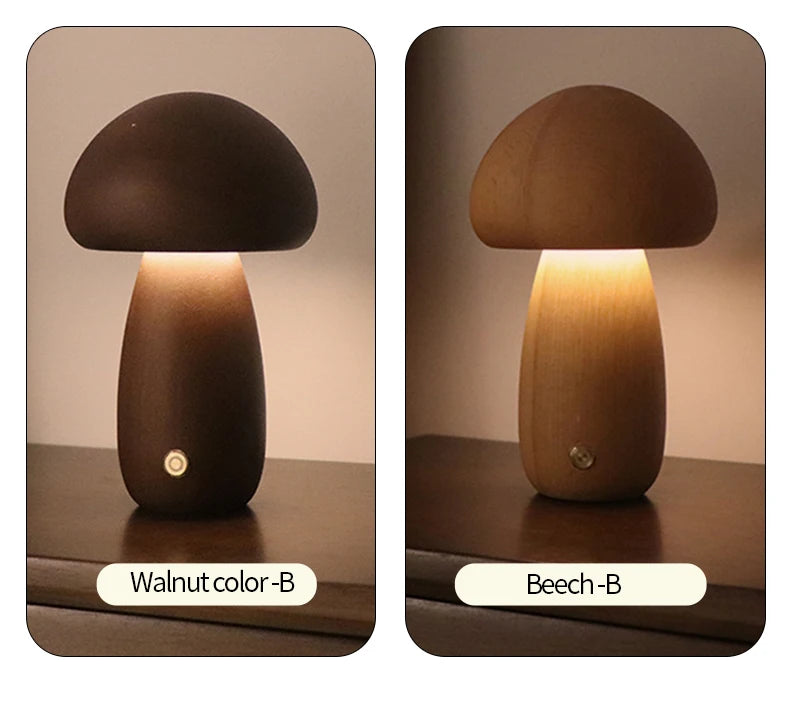 Wooden Mushroom Lamp INS | Touch Night Light Type | Nordic Children's & Babies' Decor | Relax Natural Madrid - International Shipping