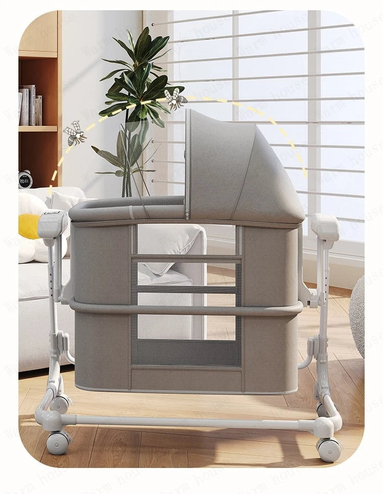 Multifunctional Foldable Baby Crib | Luxury Bassinet with Wheels