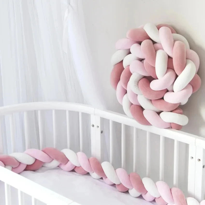 Protector de Cuna Bebé | Cojín Nudo Trenzado | 1M-4M | Parachoques Seguro
