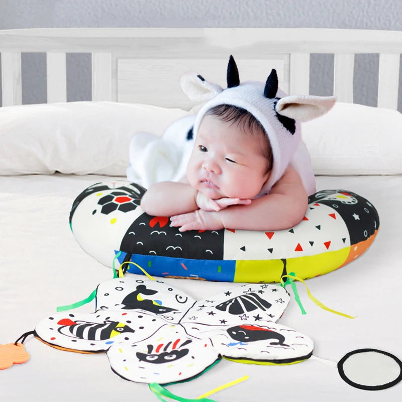 Almohada Tummy Time | Estimula la Visión de tu Bebé desde el Día 1 | Alto Contraste