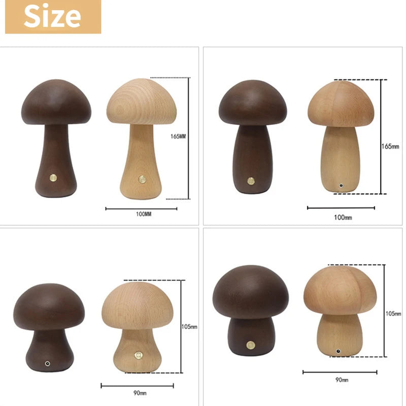 Wooden Mushroom Lamp INS | Touch Night Light Type | Nordic Children's & Babies' Decor | Relax Natural Madrid - International Shipping