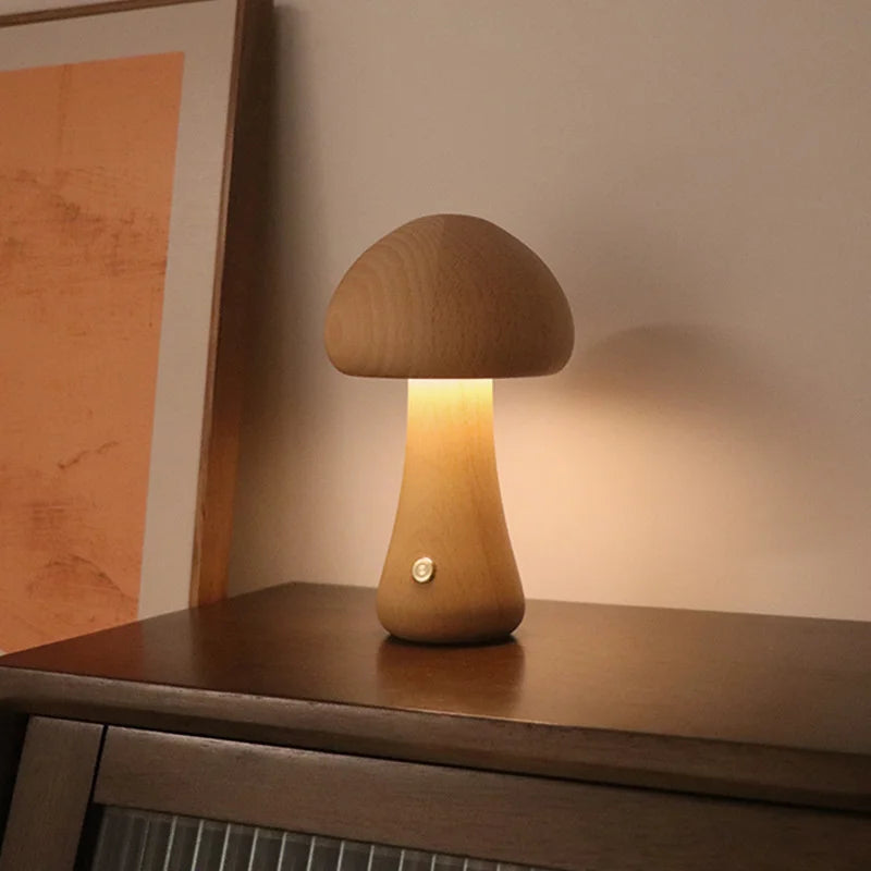 Wooden Mushroom Lamp INS | Touch Night Light Type | Nordic Children's & Babies' Decor | Relax Natural Madrid - International Shipping