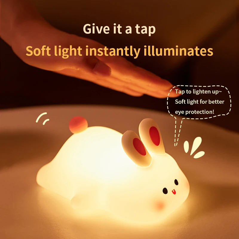 Lámpara Conejo de Silicona | TIPO Luz Nocturna Recargable USB | Tacto Suave & Anti-Impactos | Regalo Bebés Madrid 2026