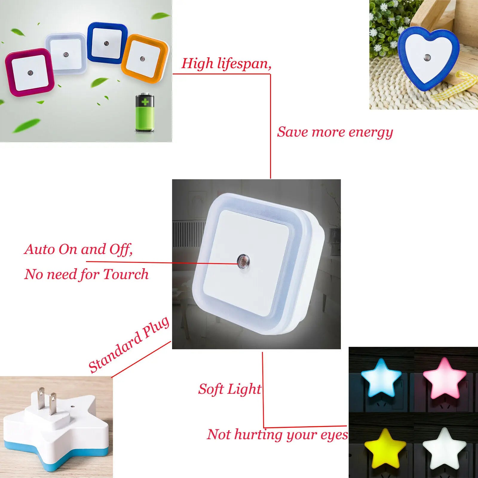 Mini LED Star Night Light | Automatic Sensor Type | Kids Night Light 110V/220V | Dulces Sueños Madrid 2026 - international shipping