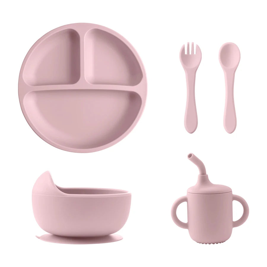 Silicone Baby Feeding Set | BPA-Free | Bowl, Plate, Cup, and Utensils