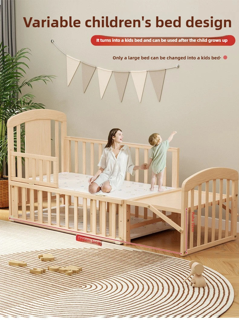 Cuna Mecedora de Madera Maciza | Multifuncional con Ruedas y Mosquitera