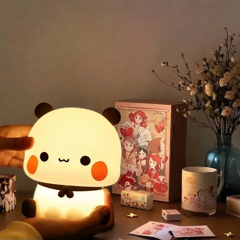 Panda Pat Led Night Light Bubu And Dudu Cute Animal Cartoon Lamp for Kids Bedside Bedroom Living Room Decorative Kawaii Bear Gi