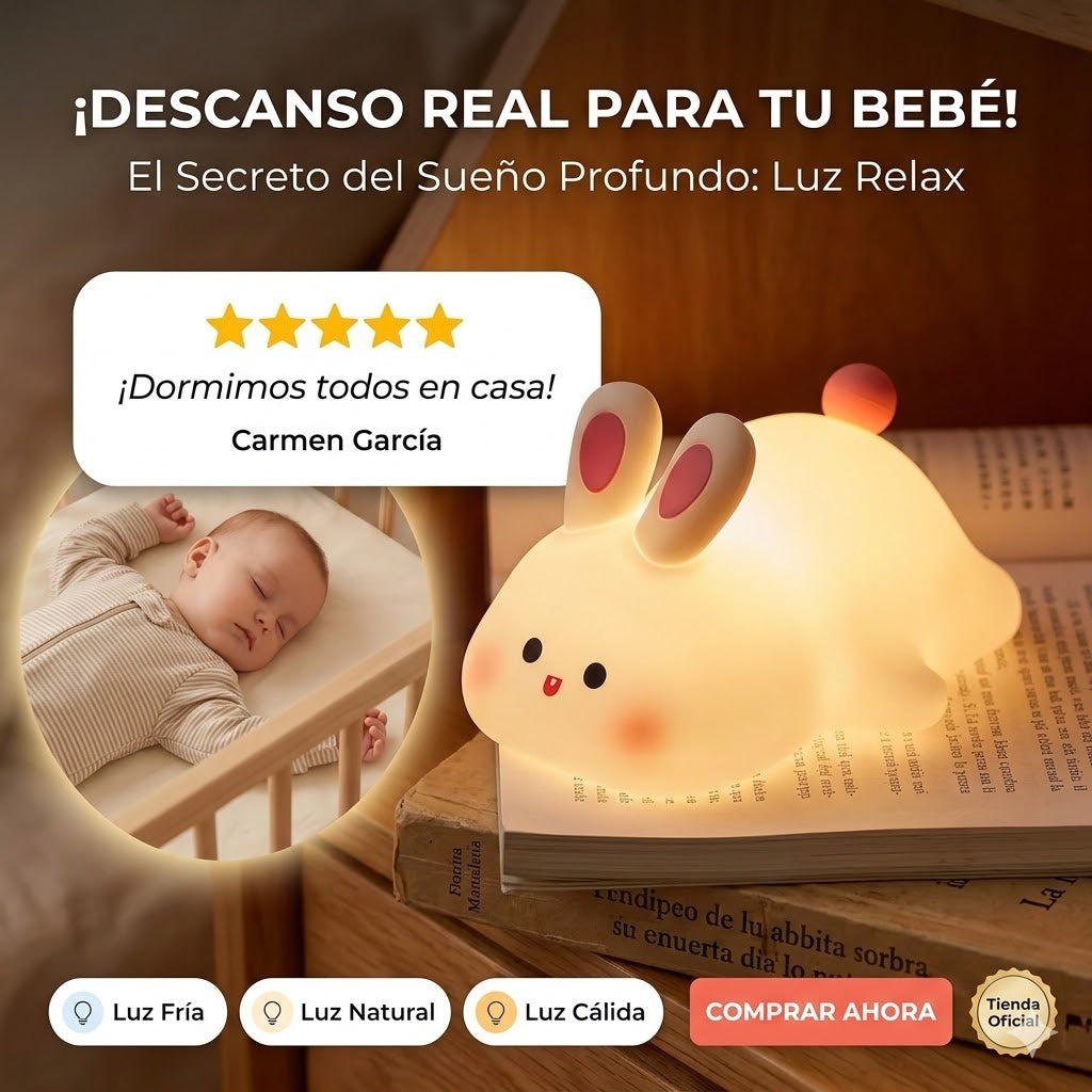 Silicone Rabbit Lamp | USB Rechargeable Night Light | Soft Touch & Impact Resistant | Baby Gift Madrid 2026 